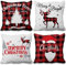 ggaimwf Kissenbezüge für Weihnachten Tanne Weihnachtsbaum Hirsch Rot Schwarzes Schottenkaro Winter Kontinentale Kissenbezüge Leinen Bauernhaus Bett Kissen mit Bezügen inklusive Sofa 40x40cm 4 Stück