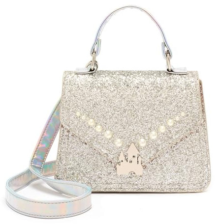 Disney Store Offizielle Disney Prinzessin Handtasche für Kinder, 19cm, Kleine Schultertasche mit Glitzer und Perlenverzierung, Niedliche funkelnde Tasche mit Magnetverschluss