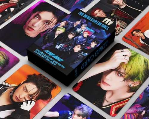SZTVECFW 55 X Ateez Fotokarten The World Ep.Fin: Will Neue Albumkarten Mini-Merch-Fotokarten Posterkartenschenk Für Fans