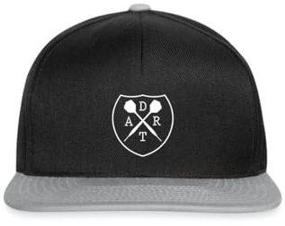 Spreadshirt Dart Darts Dartsfan Dartpfeil Wappen Weiß Snapback Cap, One Size, Schwarz/Grau