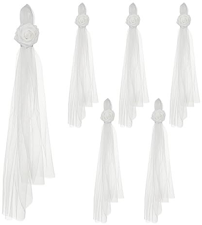 Mokylor 6 Stück Hochzeit Gang Dekorationen, Hochzeit Stuhl Kirchen Dekorationen mit künstlichen weißen Rosen Blumen und Strass für Hochzeiten Party Bank Kirche Gang Dekor