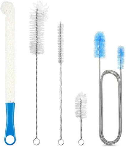 Set di 5 scovolino per bottiglie,decanter per vino,pulisci bottiglie di vetro,pulire vetri,Spazzole per La Pulizia Del Decanter Multifunzione Strumenti per Pulizia, Adatto Narghilè, Paglia