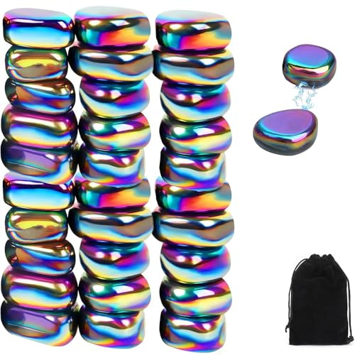 XFSRG 30 Stück Bunt Hämatit Magneten Irregulär Steine Stressabbau Magnet Puzzle Magnetic Kühlschrank für Familientreffen Camping Büro