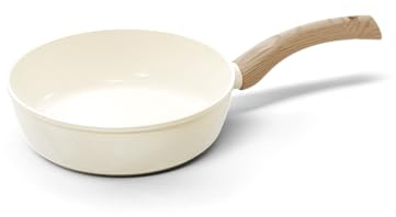 Cook & Pan - Go Ivory Stielkasserole 24 cm-Induktionsgeeignet-PFAS frei Keramik-Beschichtung -Antihaft- wärmeisolierter Griff- Aluminium - Creme
