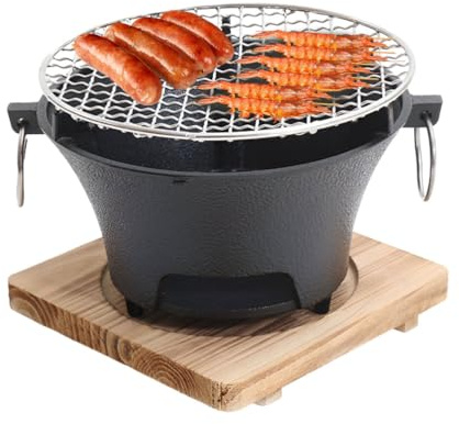 AIZYR Holzkohlegrill Tragbarer Holzkohlegrill für Den Haushalt, Tisch-Holzkohlekocher Campinggrill Für Partys, Picknicks Und Wanderungen Im Freien,26cm