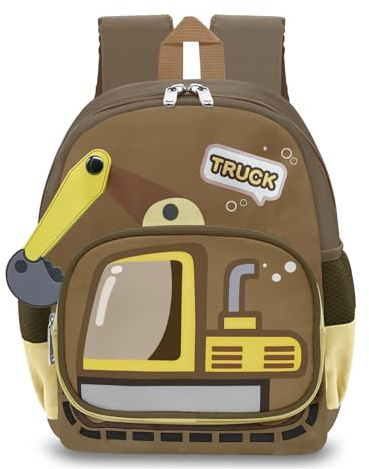 YAMEIZE Kindergartenrucksack Jungen Kinder Rucksack Autos Vorschulrucksack Kindergartentasche Rucksack Tagesrucksack Reisetasche (Khakifarben)