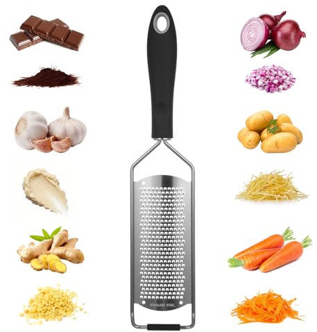 BieMian for Parmesan Cheese Graters for Kitchen with Handle,Zester Grater Tool,Stainless Steel Hand Grater with Handle,Food Graters for Kitchen Lemon Ginger Garlic Chocolate Flat Zester