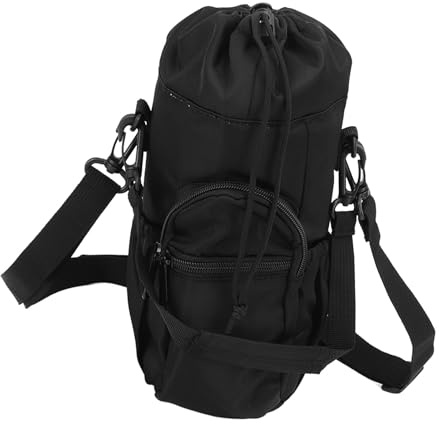 WAHEWUD Wasserflaschen-Tasche, Flaschen-Sling-Pack, verstellbare Schultergurte, tragbar, weich und großes Fassungsvermögen, Sling-Tasche mit Wasserbecherhalter für Pendeln, (Schwarz)