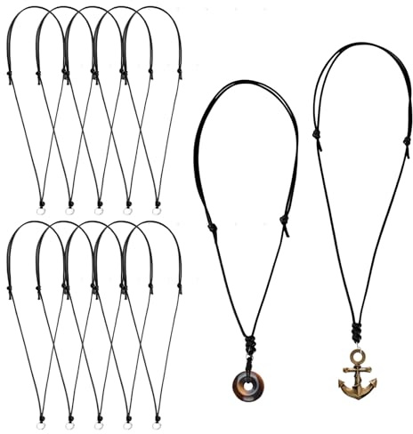 KRENIE 10 Pcs Adjustable Leather Necklace Cords for Men