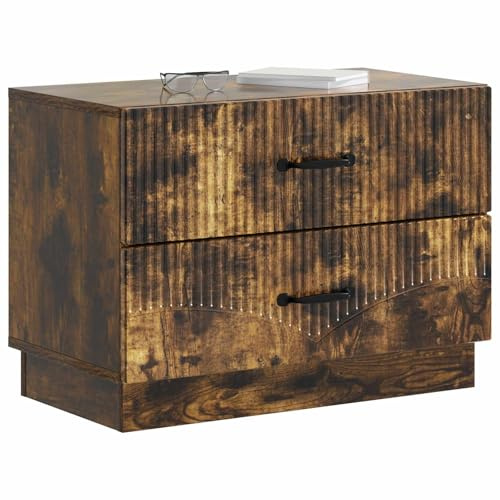 vidaXL Nachttisch Geräucherte Eiche 62 x 34,5 x 44,5 cm Holzwerkstoff, Eleganter Vintage-Nachttisch, rechteckiges Design mit viel Stauraum, Coole Deko für Dein Schlafzimmer