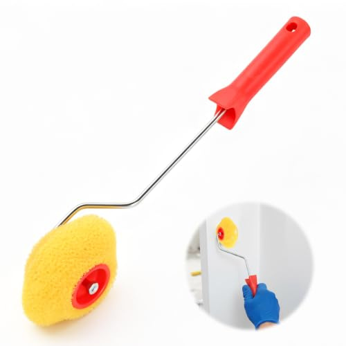Rouleau pour Enduits, Rouleau éponge Angle Haut de Gamme | Rouleau de Mastic Lavable pour Appliquer du Mastic et du Plâtre Roulant