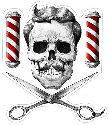 Barber Skull Aufkleber Sticker Schädel Totenkopf Bart Barbershop Schere Barberpole Rasiermesser Rasur Gentlemen Scheibanaufkleber