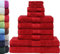 GREEN MARK Textilien 10 TLG. FROTTIER Handtuch-Set mit verschiedenen Größen 4X Handtücher, 2X Duschtücher, 2X Gästetücher, 2X Waschhandschuhe | Farbe: Bordeaux rot | Premium Qualität
