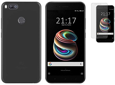 Todobarato24h Funda TPU Lisa Negra Compatible con Xiaomi MI A1 MI 5X MI5X (5.5) + Protector Cristal Templado