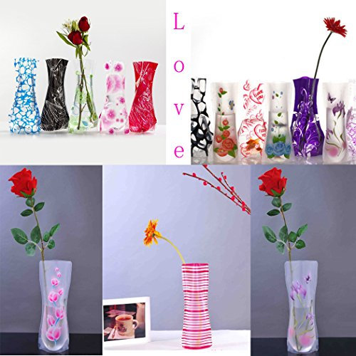 Abcsea vaso pieghevole plastica trasparente per fiori, 10 pezzo Stili Di Miscelazione Pieghevole Vaso, Colori Decorazione Della Casa Plastica Pieghevole Vaso Di Fiori (stili Casuali)
