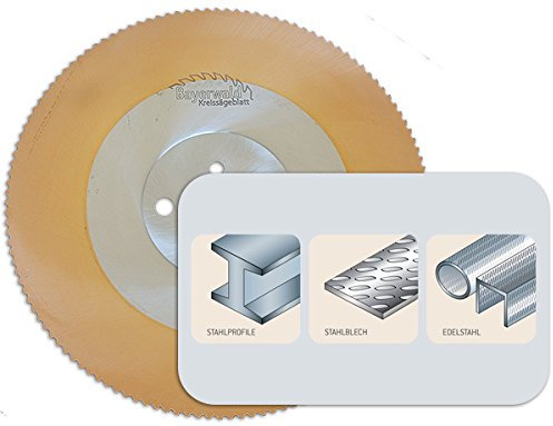Bayerwald - HSS PVD Gold Kreissägeblatt - Ø 350 mm x 3 mm x 40 mm | Bogenwechselzahn (280 Zähne / T4) | Nebenlöcher: 2/8,5/55 + 4/12/64 | PVD-Beschichtung, ideal für Stahl- & Edelstahl