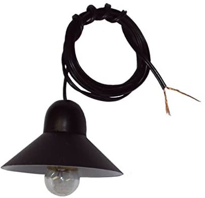 BELI-BECO 120011 Hängelampe schwarz für Puppenhäuser, Modellbau und Krippen mit Beleuchtung - Kunststoff - 30 mm - klare Glühlampe E 10-19 V - 0,1A