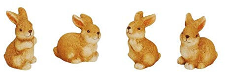 4er Set Deko Figur süße Hasen aus Ton braun Höhe 6cm