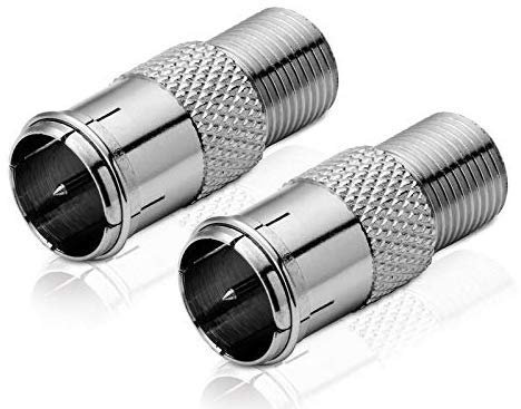 conecto Adapter F-Quick-Stecker auf F-Buchse, Adapter Wird auf einen klassischen F-Stecker mit Gewinde geschraubt und wandelt diesen in die Quick-Variante zum Aufstecken um (2 Stück)