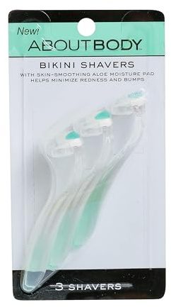 About Body Bikini Shavers - 3 Gentle Beauty Groomers, Japanese Steel Razor Ideal for Shaving, Exfoliating and Trimming Intimate Areas, Skin-Soothing Aloe Moisture Pad Gently Glides Along Skin