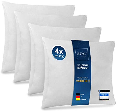LILENO HOME 4er Set Kissenfüllung 80x80 cm - 40°C waschbares Innenkissen geeignet für Allergiker - Polyester Kisseninlet als Couchkissen, Sofa Kissen, Cocktailkissen und Kopfkissen