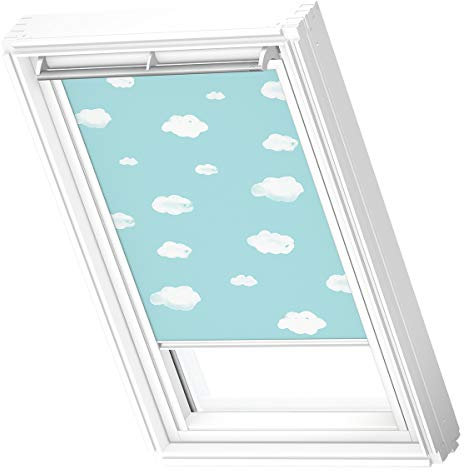 VELUX Verdunkelungsrollo für Fenster PK08 Himmelblau mit weißer Führungsschiene