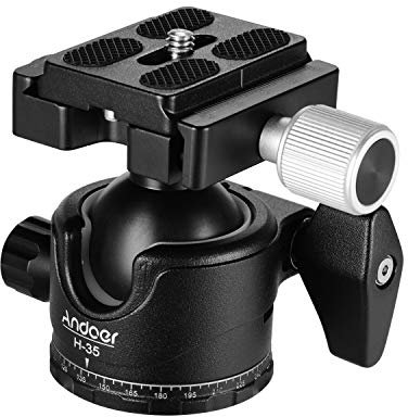 Andoer H-35 Panorama-Kugelgelenk, Stativkopf, U-Schlitz, mit Montageadapter, für Stativ, Einbeinstativ, Schieber, digitale Spiegelreflexkamera, Camcorder