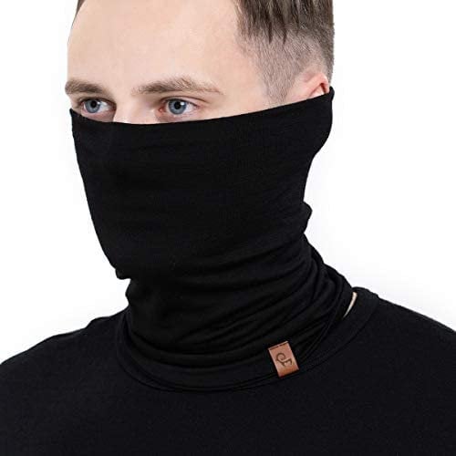 menique Merino Schlauchschal Herren Loop Schal Multifunktionstuch Halswärmer Männer Winddicht Halten Sportschal für Motorrad Laufen Arbeit Ski-Maske Unisex Merinowolle Halstuch Schwarz