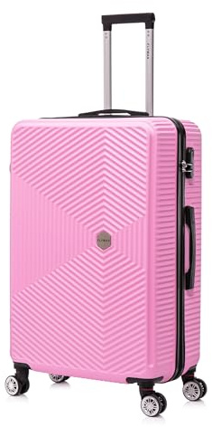 FLYMAX 29 Large Suitcases on 4 Wheels Lightweight Hard Shell Luggage Durable Check in Hold Luggage Built-in 3 Digit Combination Pink 106L