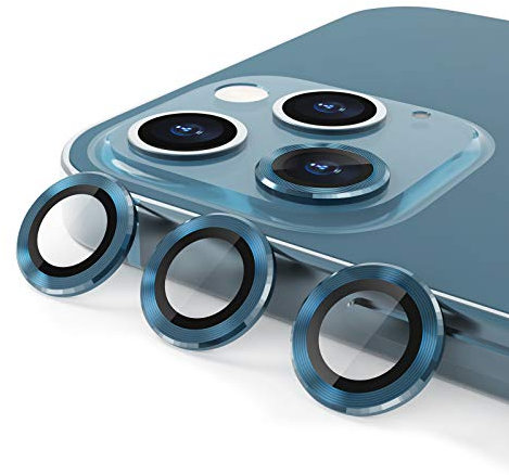 CloudValley Camera Lens Protector for iPhone 12 Pro Max 6.7 inches, Premium HD Tempered Glass Film, Aluminum Alloy Screen Stiker Cover, Pacific Blue