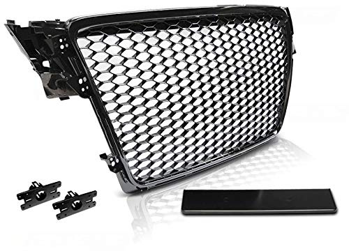 Griglia anteriore anteriore centrale Sport VR-33 griglia a nido d'ape Sport nero lucido compatibile con Audi A4 B8 2008 2009 2010 2011 Berlina Avant