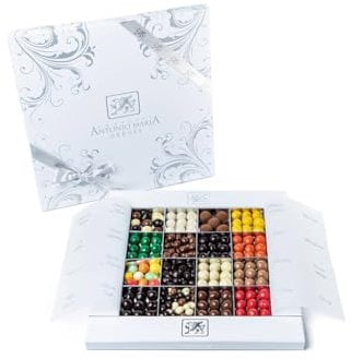AMA Arbues Praline di Puro Cioccolato Artigianali con Ripieno, 800gr, 16 Gusti Assortiti - Confezione Regalo, Degustazione, Centrotavola, Confettata per Cerimonie, Occasioni ed Eventi Vari
