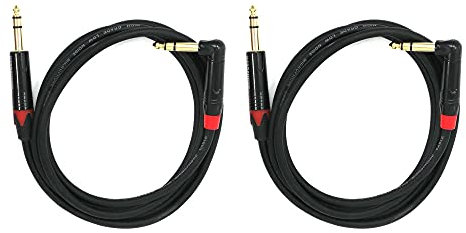 Rannsgeer 2 Pack 6.35mm (1/4 Inch) TRS to 1/4 Inch TRS Right Angle 3 Feet Patch Cable (0.9M, 2 Pack)