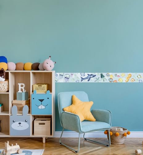MyMaxxi | Kinder Bordüre | Underwater 900 x 20cm | WandKinder Bordüre Wandtattoo | Tapetenbordüre aus Tapetenvlies | Dekoration für Kinderzimmer Spielzimmer
