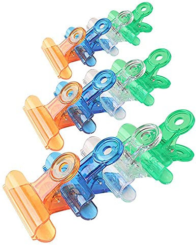 NC 12 Pcs en Plastique Clips Clips Clips Utilitaires Trombones Clips De Reliure Pinces À Papier Clips De Reliure Transparents Réutilisables pour Bureau À Domicile École en Plastique Chip Sac Clips