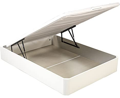 What The Sleep | Canapé Abatible de Madera Gran Capacidad | 150x182 | Montaje y Retirada Usado Incluido | Blanco | 32 cm | Apto Todos Colchones | Esquinas Delanteras Redondeadas | Storage Bed