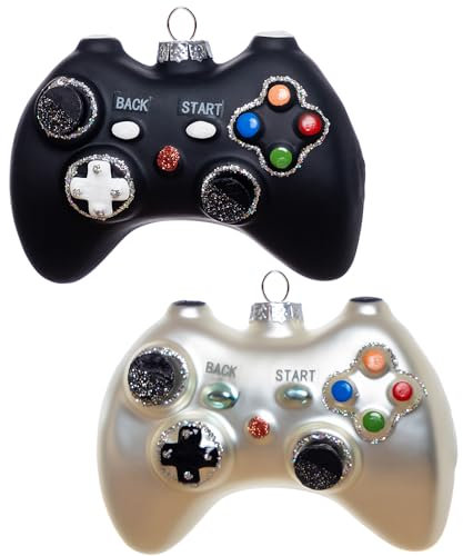 2 Stück Glas-Videospiel-Controller, Weihnachtsschmuck für Weihnachtsbaumschmuck, hängende dekorative Glasornamente für Kinder