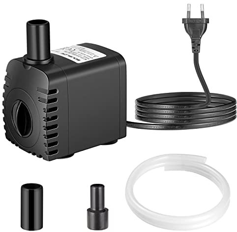 SOUSLOW 8 W Wasserpumpe, 600 l/h, AC220-240 V, mit 2 Düsen für Aquarium, Aquarium, Teich, Springbrunnen, Gartensystem
