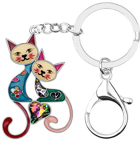DUOWEI Cute Porte-Clés Chat Cadeaux Pour Femme Filles Sac Portefeuille Clé Voiture Charms (Lime)
