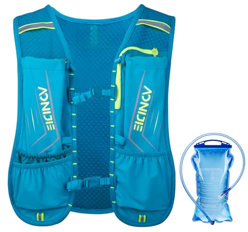 TRIWONDER Trinkweste, Wanderrucksack, Wasserrucksack, Läufer, Tagesrucksack für Outdoor, Radfahren, Festival, Raves Marathon (Blau – mit 1,5 l Wasserblase)