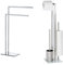 WENKO Handtuchhalter Recco, freistehender Handtuch-Ständer mit 2 parallelen Armen, 48 x 80,5 x 20 cm, Chrom & Stand WC-Garnitur Rivalta, 23 x 70 x 18 cm, Silber matt