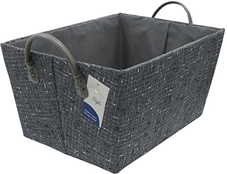 JVL Shadow Tapered Rectangular Fabric Storage Basket with Handles