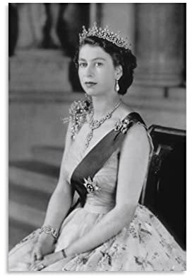 MINGCAI Poster Queen Elizabeth II, Schwarz und Weiß, Foto, Kunst, Malerei, Leinwand, Poster, Zuhause, moderne Dekoration, Poster, 20 x 30 cm