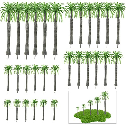 25 Pezzo Alberi Cocco Decorazione Modello, Palme da Cocco Verdi, Modelli Paesaggistici, per Decorazione della Torta, Disposizione dell'Arte, Modello Albero