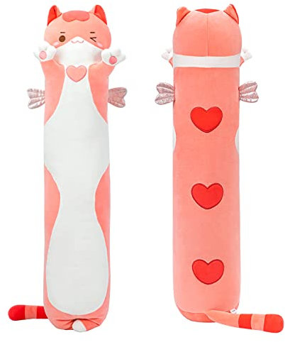 Mewaii 70CM Kuscheltier Kawaii Katzen Plüschkissen Stofftiere Lang Kätzchen Plüschtier Ausgestopftes Tier Spielzeug Kuschelkissen Geschenk Plüschkissen