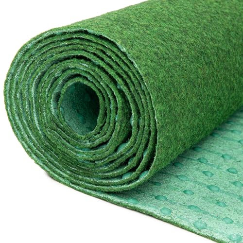 TAPISO Pemba Rasenteppich Kunstrasen Grün Höhe:4 mm Kunstrasenteppich mit Noppen Wetterfest Schnelltrocknend Outdoor Balkon Terrasse Garten 133 x 840 cm