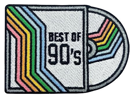 Finally Home Patch zum Aufbügeln - Best of 90's Retro CD | Vintage Patches, Kassette Flicken, Old School Musik Aufbügler, Regenbogen Aufnäher