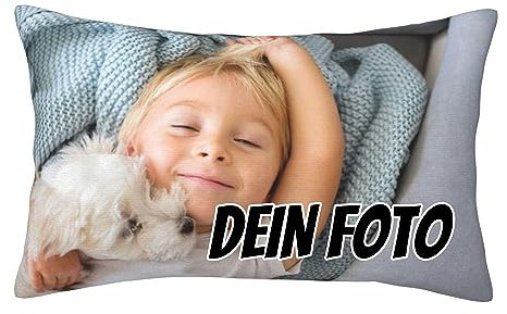 Foto-Kissenbezug Selbst gestalten, rechteckiger Kissenbezug mit Foto, personalisiertes Fotokissenbezug mit eigenem Foto & Text, Personalisierte Geschenk-Idee zu jedem Anlass, Geburtstag, Valentinstag