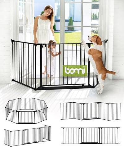 BOMI Treppenschutzgitter Milo bis 525 cm | Extrabreite Tür: 75 cm Durchgang | 90° Stop | Schließt automatisch | Über 500cm in Schwarz | Treppenschutzgitter Türgitter Klemmgitter