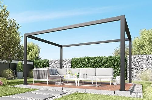 solidCUBE Voll-Aluminium Pergola freistehend Pavillon | anthrazit oder weiß | Rostfrei Robust | Sonnenschutz, erweiterbar | 200x200 cm 2x2 m